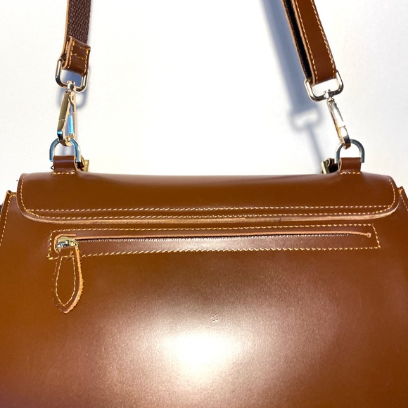 Suede/ Leather Trapeze Satchel Shoulder-bag - Picture 5 of 11